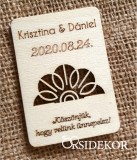 Köszönetajándék virág, esküvői hűtőmágnes fából