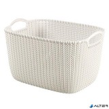 Kötött hatású kosár, L méret, CURVER 'Knit', fehér