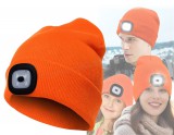 Kötött sapka újratölthető LED lámpával narancssárga MBQ83B