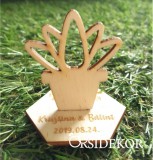 Kövirózsa fa köszönetajándék és ültetőkártya 2 az 1-ben