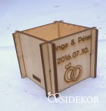 Kövirózsa köszönetajándék fa kockában