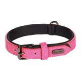 Kožený obojek pro psy Flamingo Leza růžová