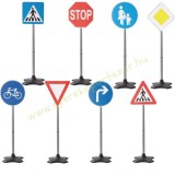 Közlekedési tábla készlet, 8 részes, PRO-Sport