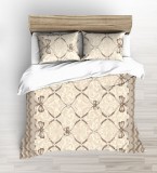 Krepp 140x220 cm 3 részes ágynemű huzat - bézs masnis