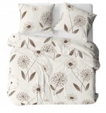 Krepp ágynemű huzat 3 részes garnitúra extra hosszú 140x220 cm paplannal - bézs alapon Pitypang mintával