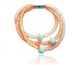 Kristályba zárt kristály karkötő lazac színű