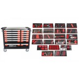 KROFtools SZERSZÁM SZEKRÉNY ( műhelykocsi )14 FIÓKOS, 353 DB szerszámmal(8354)