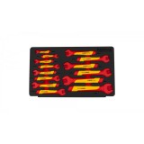 KROFtools Villanyszerelő VDE szigetelt nyitott végű villáskulcs készlet, 14 részes, 6-21 mm-es (8362)