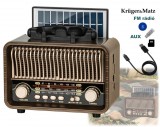 Kruger&Matz Napelemes Bluetooth Retro rádió Multimédia lejátszó KM832