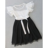 Különleges, fekete-fehér ünneplő ruha (98/104) - TÖBB MÉRETBEN