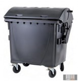 Külső hulladéktároló, gömbölyű fedelű műanyag konténer - 1100 l fekete színben 0014-3