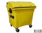 külső hulladéktároló, Gömbölyű fedelű műanyag konténer - 1100 L sárga színben HUL-0014-4