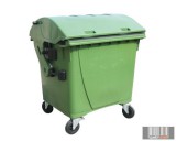 külső hulladéktároló, Gömbölyű fedelű műanyag konténer - 1100 L zöld színben HUL-0014-2
