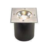 Kültéri Beépíthető lámpa, 12,6x12,6cm, rozsdamentes acél (inox), 3000K melegfehér, 580 lm, CRI 80, 120°, SLV Rocci 227604