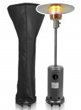 Kültéri gázos teraszmelegítő, 13kW hősugárzó PIEZO gyújtással, kerekekkel és huzattal