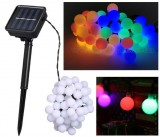 Kültéri napelemes fényfüzér, gömb kerti LED hangulat világítás MLED40-SOLAR-RGB Színes