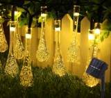 Kültéri napelemes LED fényfüzér, kerti fényfüzér és hangulat világítás, NLED30EMF Melegfehér Esőcsepp