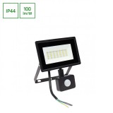 Kültéri Reflektor, mozgásérzékelős, fekete, 4000K melegfehér, beépített LED, 2000 lm, CRI >70, 100°, SPECTRUM LED SLI029049NW_CZUJNIK_PW