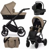 Kunert multifunkciós babakocsi 3in1 Ivento fekete vázzal Cosmo i-Size babahordozóval Caramel Machiato IVE-10-BL