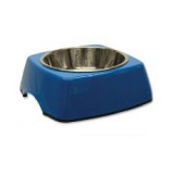 Kutyatál DOG FANTASY, négyzet alakú tálkatartóval - 0,35L, kék