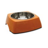 Kutyatál DOG FANTASY, négyzet alakú tálkatartóval - 0,70L,narancssárga