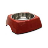 Kutyatál DOG FANTASY, négyzet alakú tálkatartóval - 0,70L,piros
