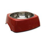 Kutyatál DOG FANTASY, négyzet alakú tálkatartóval - 1,40L, piros