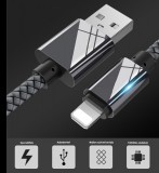 kütyübazár Extra strapabíró 1 méteres Lightning Iphone gyorstöltő és USB adatkábel - Szürke