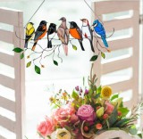 kütyübazár Színes, festett műanyagból készült dekor madarak 7 madaras