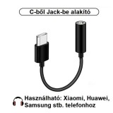 kütyübazár Telefon Type-C-ből Jack 3.5 mm-be való átalakító - Fekete