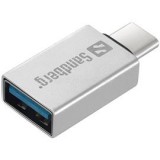 Kábel Átalakító - USB-C to USB3.0 Dongle (ezüst; USB-C bemenet; USB3.0 (anya) kimenet) (SANDBERG_136-24)