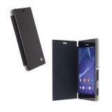 KRUSELL Krussell FlipCover BODEN Sony Xperia M2 (D2303) műanyag telefonvédő (átlátszó hátlap, oldalra nyíló bőr hatású) fekete