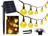 Kültéri napelemes LED fényfüzér, kerti hangulat világítás, karácsonyi LED égősor, Meleg Fehér MLED30-SOLAR-WW