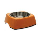 Kutyatál DOG FANTASY, négyzet alakú tálkatartóval - 0,35L,narancssárga