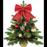 LAALU Karácsonyfa LED világítással, szalma díszekkel, 31 db dísz, 60 cm (LAU-2406-OZM-60B)