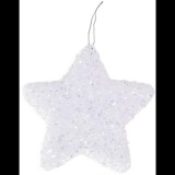LAALU Karácsonyi dísz - csillag, fehér csillámos, 10 cm (LAU-2117)
