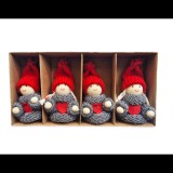 LAALU Karácsonyi dísz - figurák szívvel, piros, 8 cm, 4 db (LAU-6164)