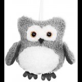 LAALU Karácsonyi dísz - textil bagoly, szürke, 10 × 11 cm (LAU-6130)