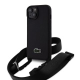 Lacoste Iconic Petit Pique Crossbody Strap Woven Logo tok iPhone 15 készülékhez fekete