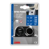 LAMPA Szivargyújtó aljzat +2 USB - 2,1 A