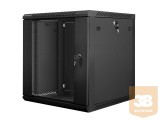 Lanberg 19'' fali rack szekrény 12U 600x600mm fekete (üvegajtó)