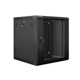 Lanberg 19'' 12U 600x600mm fekete (üvegajtó) fali rack szekrény