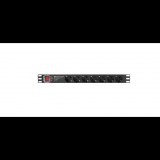Lanberg 220V hálózati Elosztó túlfeszültség védelemmel 19" RACK - Fekete (PDU-PRO-07F-0200-BK)