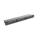 Lanberg 24 port 1U, cat. 5e, árnyékolt fekete patch panel