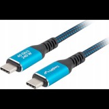 Lanberg CA-CMCM USB-C apa - USB-C apa 4.0 240W Adat és töltőkábel 1.5m - Kék (CA-CMCM-45CU-0015-BK)