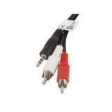 Lanberg CA-MJRC-10CC-0020-BK audio kábel 2 M 3.5mm RCA Fekete, Vörös, Fehér