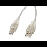 Lanberg CA-USBA-12CC-0018-TR USB 2.0 A - USB 2.0 B (apa - apa) kábel 1.8m - Áttetsző (CA-USBA-12CC-0018-TR)