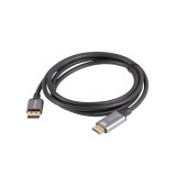 Lanberg DisplayPort 1.2 apa - HDMI 2.0 apa kábel, 1.8m, 4K, fekete-ezüst - CA-DPHD-20CU-0018-BK