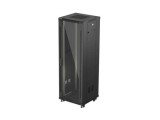 Lanberg FF01-6637-12B 19" 37U SZÉL:600mm MÉLY:600mm MAG:1826mm lapraszerelt üvegajtós fekete álló rack szekrény