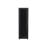 Lanberg FF01-6642-12B 19" 42U SZÉL:600mm MÉLY:600mm MAG:2047mm lapraszerelt üvegajtós fekete rack szekrény
